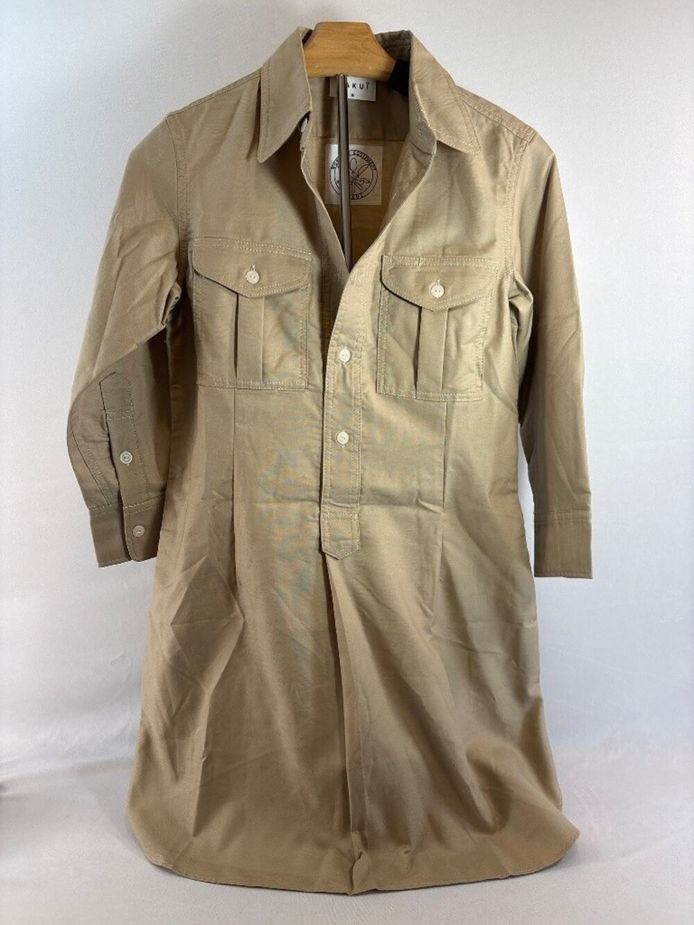 Hakui Working‎ Equipment Khaki Safari Shirt Dress Size S Japan